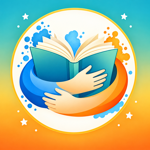 Ícone do app Caderno do Leitor: um livro aberto abraçado por duas mãos